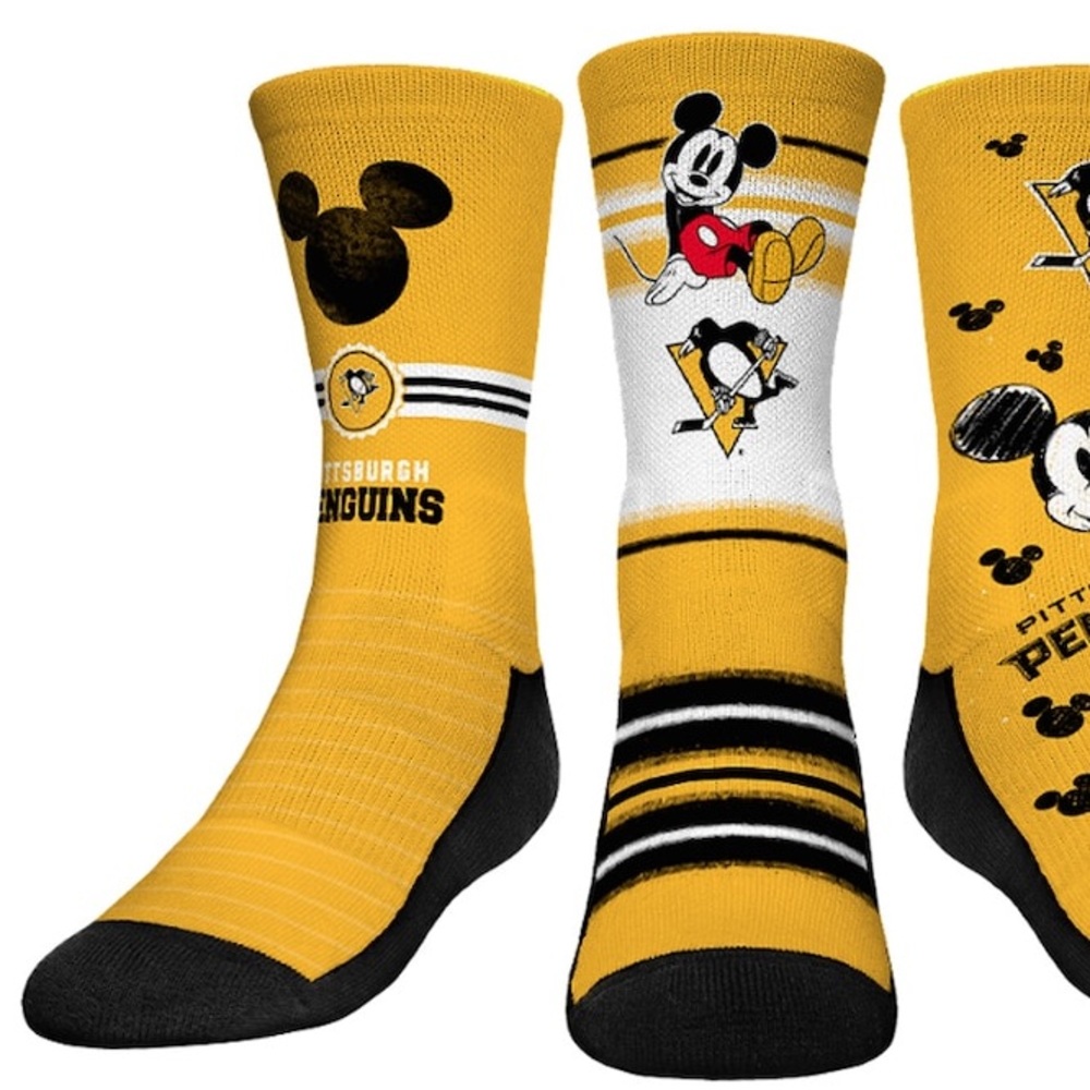 Rock ‘Em Pittsburgh Penguins Mickey Mouse Socks (2 Pairs)
